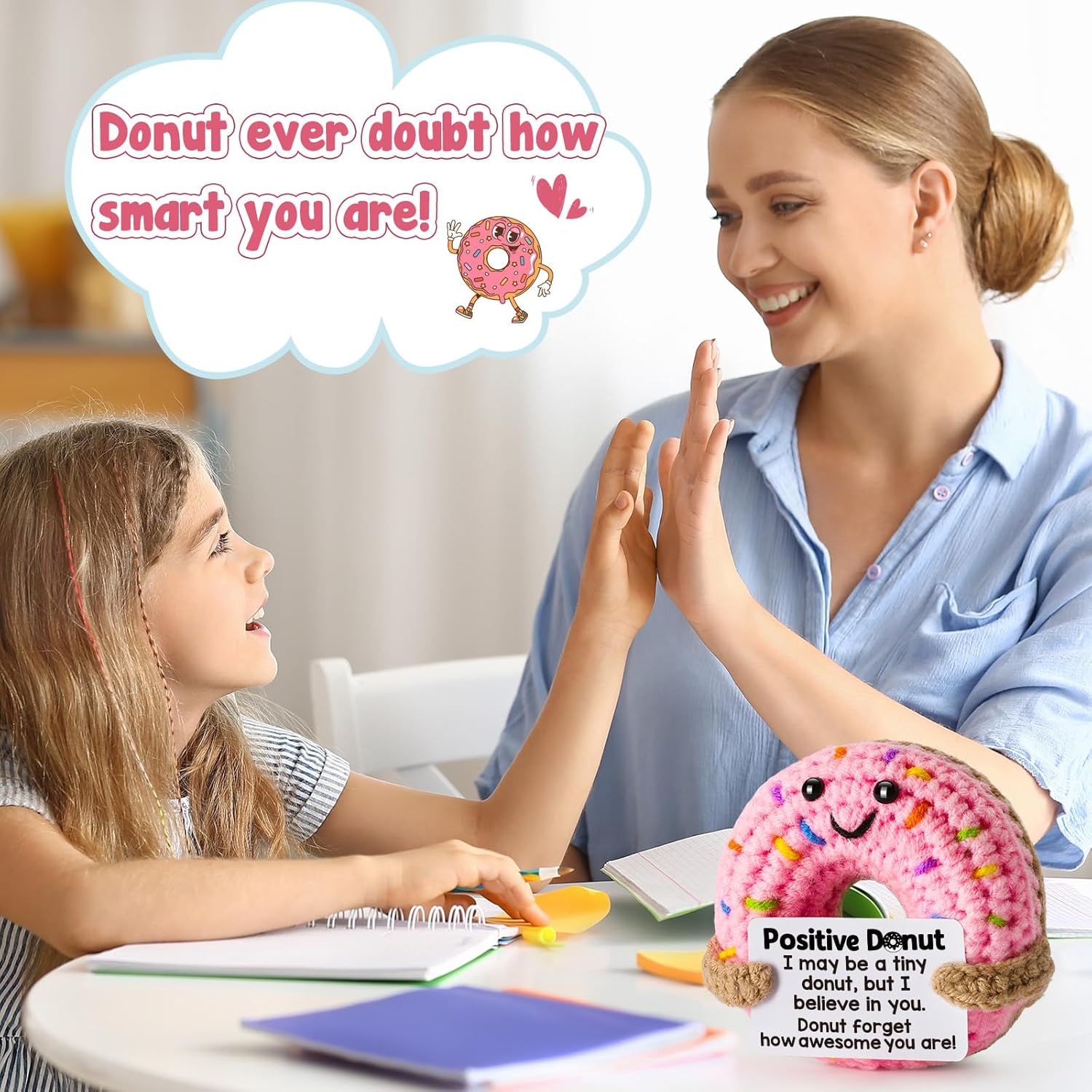 Easter Basket Stuffers for Teens & Kids - Perfect Easter Basket Essentials, Inspirational Birthday Graduation Gifts, Motivational Emotional Positive Crochet Donut Presents for College Students, Her & Girl Friends to Encourage and Warm Heart