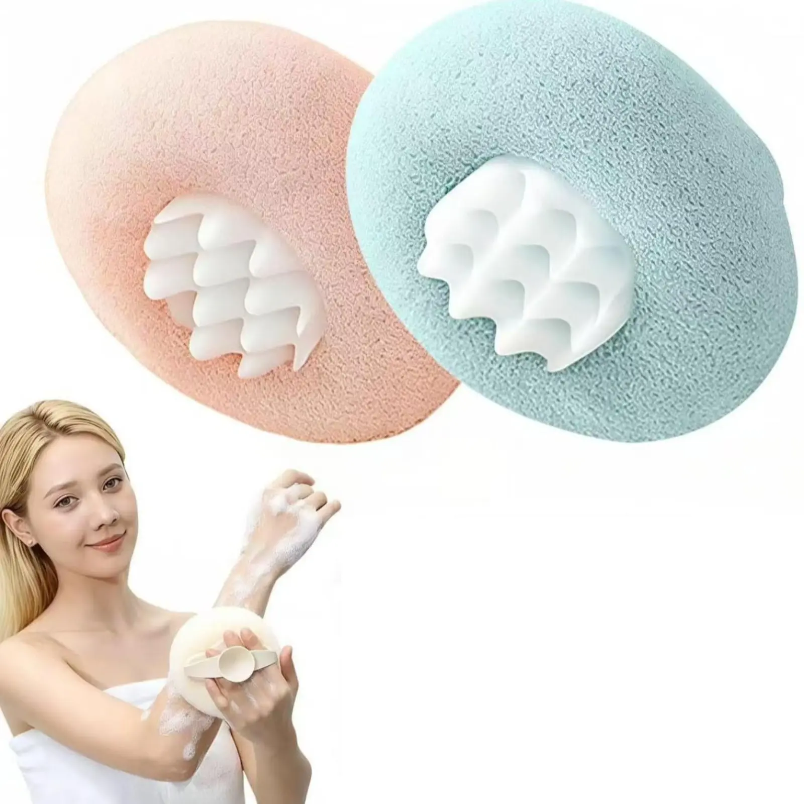 2026 Upgraded 2-in-1 Sunflower Ball Exfoliating Bath Sponge Cleaning Brush, Super Soft Sunflower Suction Cup Bath Sponge loofah,Mesh Shower Body Sponge Accessories for Women, Men Shower (2 Color)，Shower Scrubber for Body，Luffa Sponges.