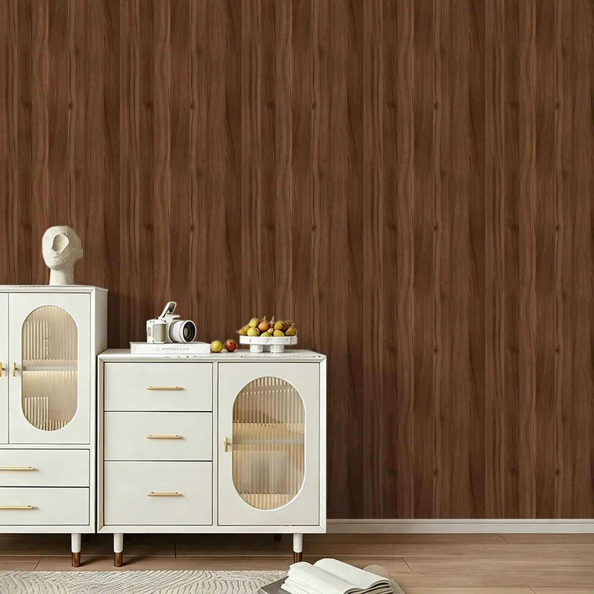 Seamless Wall Stickers, Dark Wood Texture Print, Home Furniture Tile Decor, Easy Peel-Off, Clear Pattern, Stable Color, Covers Old Walls