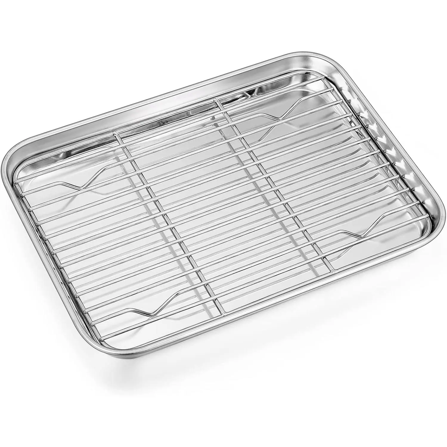 Stainless Steel Baking Cookie Sheet Pan with Rack Set, 9 Inch | Sheet Pan Oven Tray with Cooling Wire Rack for Cooking Roasting, Non  & Dishwasher Safe, Heavy Duty &
