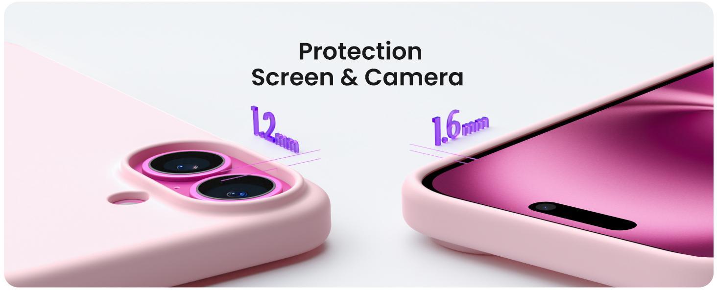 ORNARTO Compatible with iPhone 16 Case 6.1", Slim Liquid Silicone 3 Layers Full Covered Soft Gel Rubber Shockproof Phone Case, Protective Cover with Anti-Scratch Microfiber Lining-Chalk Pink