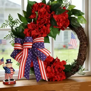 July 4th Patriotic Wreath: 19inch Red, White, and Blue Tri-Color Doorway Wreath, 250th Anniversary of the United States Independence Outdoor Decoration--Suitable for Home Parties, Summer Home Gift Hanging Decoration Wreath