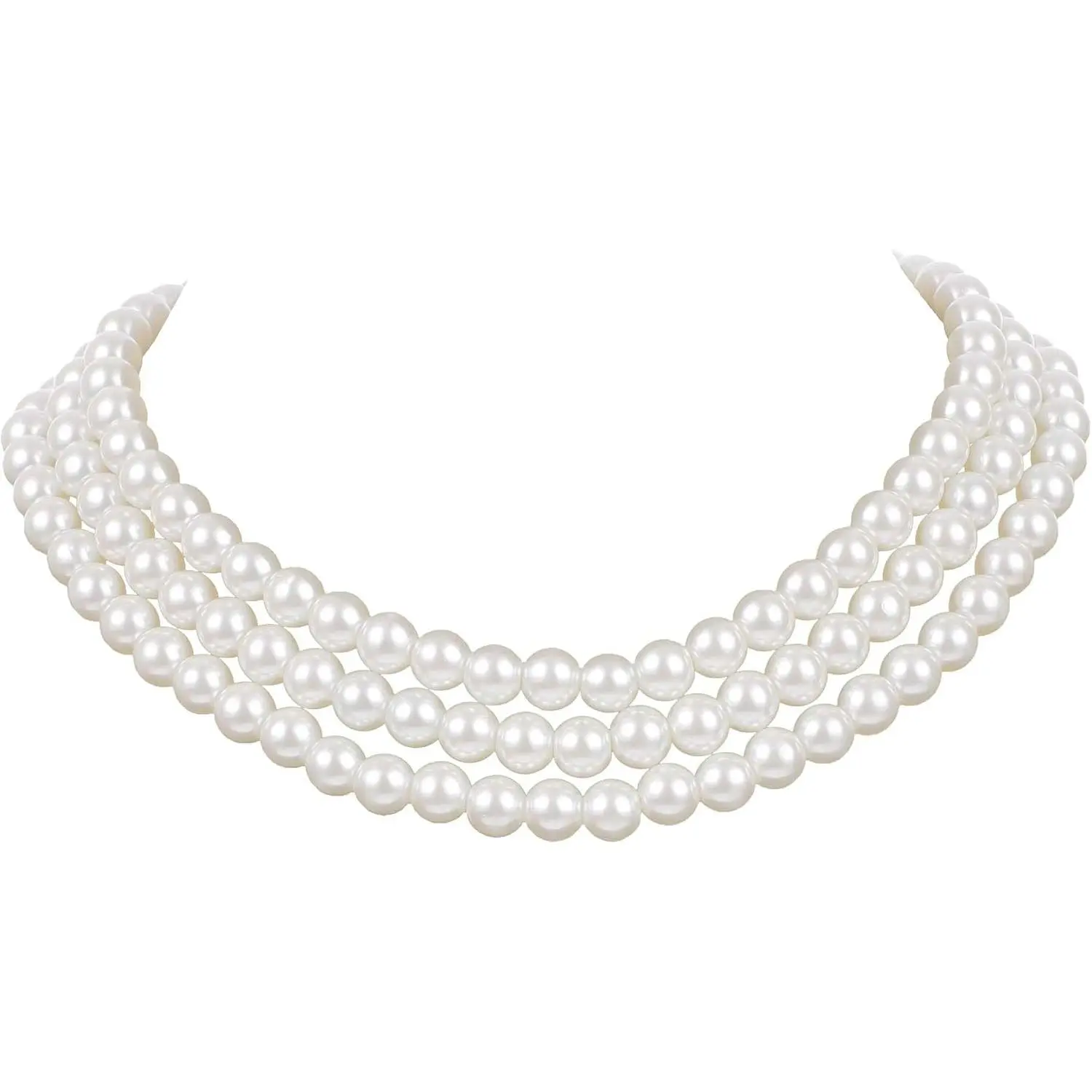 Round Imitation  Necklace  Multi Strands Necklace 20s Flapper Necklace for Party
