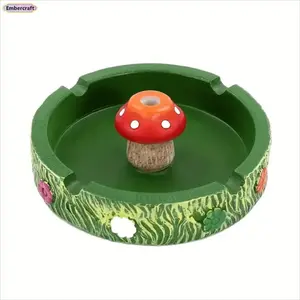 Round Resin Mushroom Ashtray With Cigarette Extinguisher Cute Aesthetic Desktop Smoking Accessory Bedroom Living Room Decor