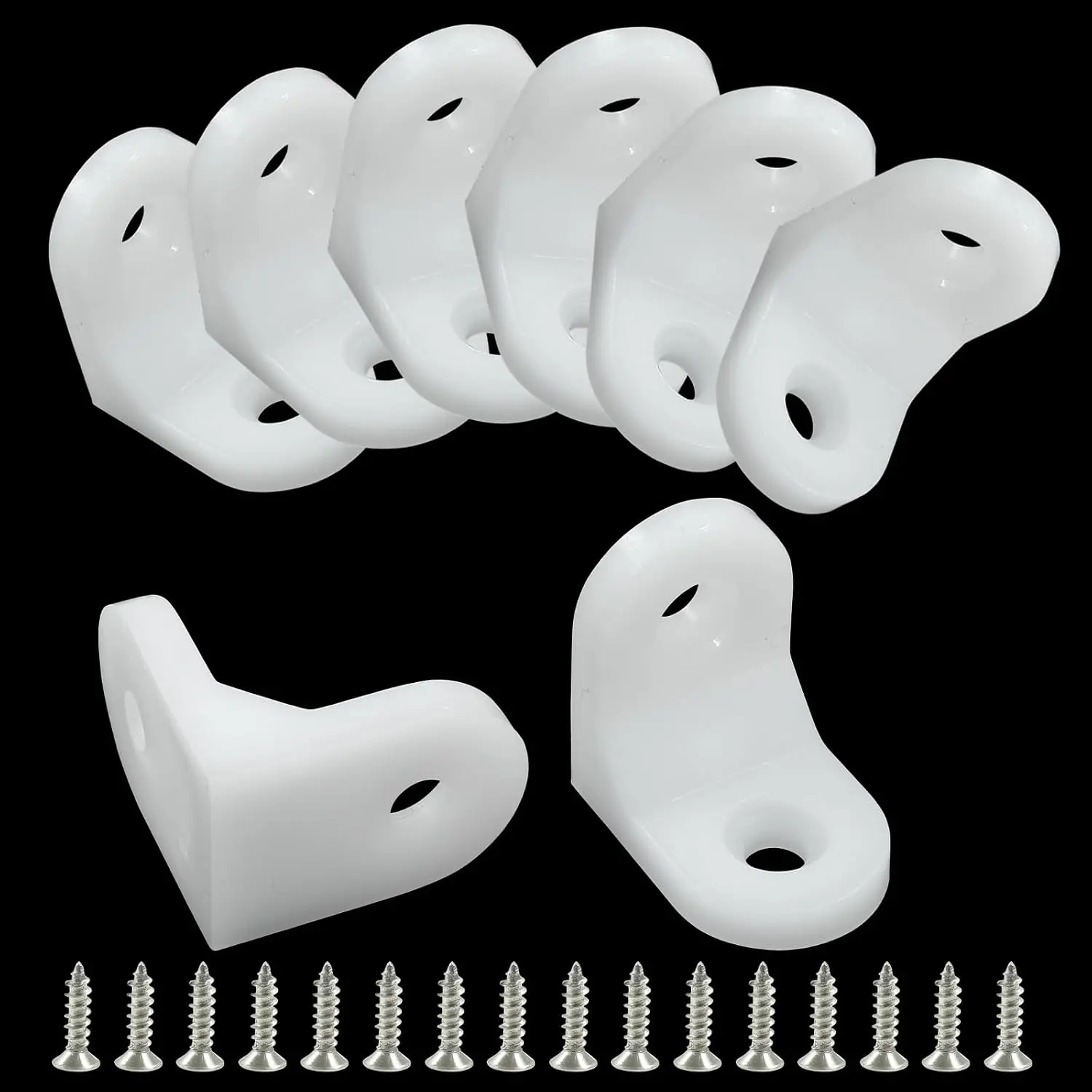 White L Brackets Corner Bracket, Small, 60 count | 90  Right Angle Bracket, L Shape Plastic Bracket Corner Brace Sets, For Shelves, , Cabinet, Chair and Drawer