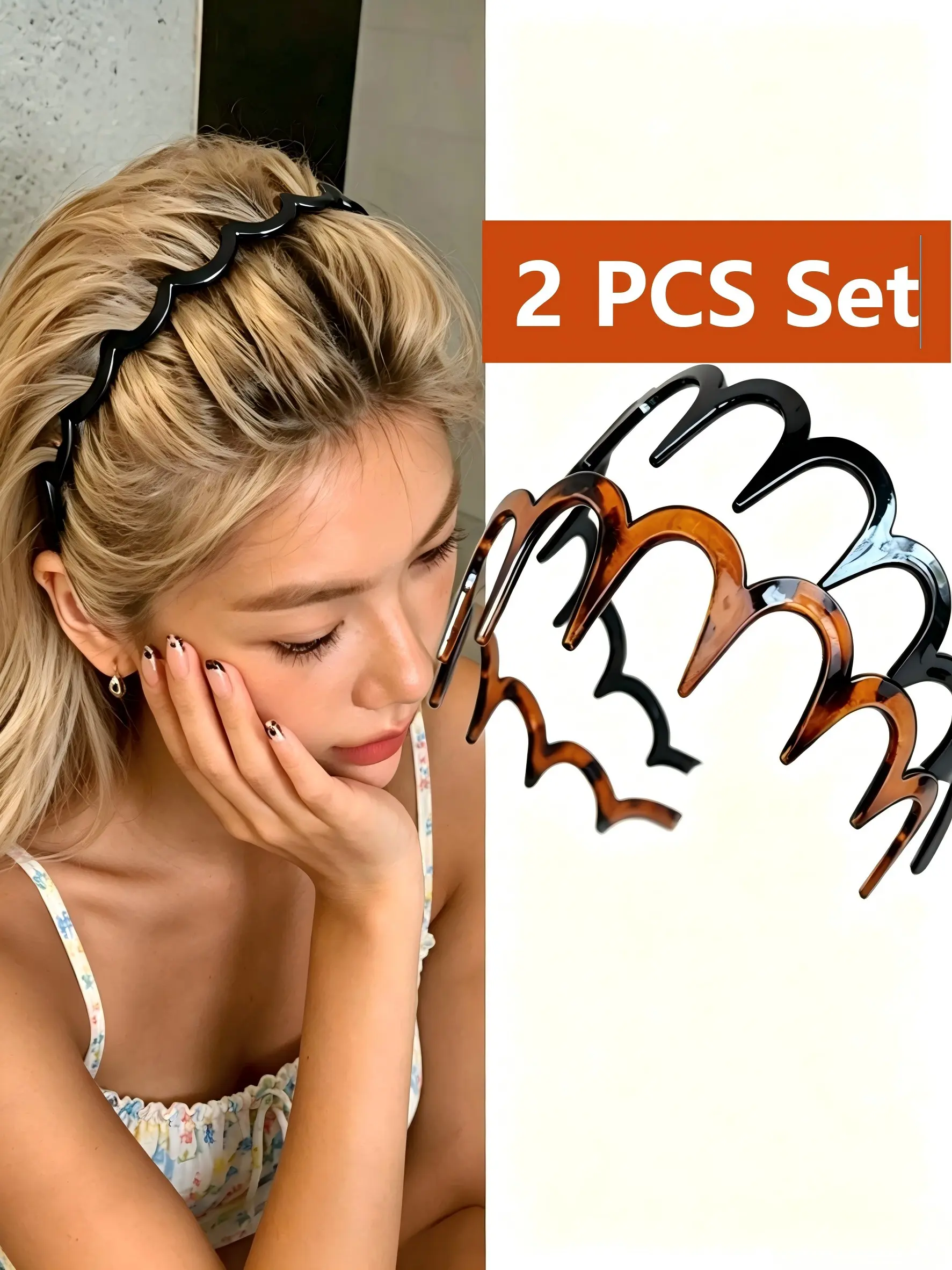 2 PCS Wavy Teeth Non-Slip Headband (Tortoiseshell & Black) | Volumizing Top Hairband, Viral TikTok Hair Hack for 2026 Graduation & Summer, Must-Have Festival & Daily Styling Bestie Gift