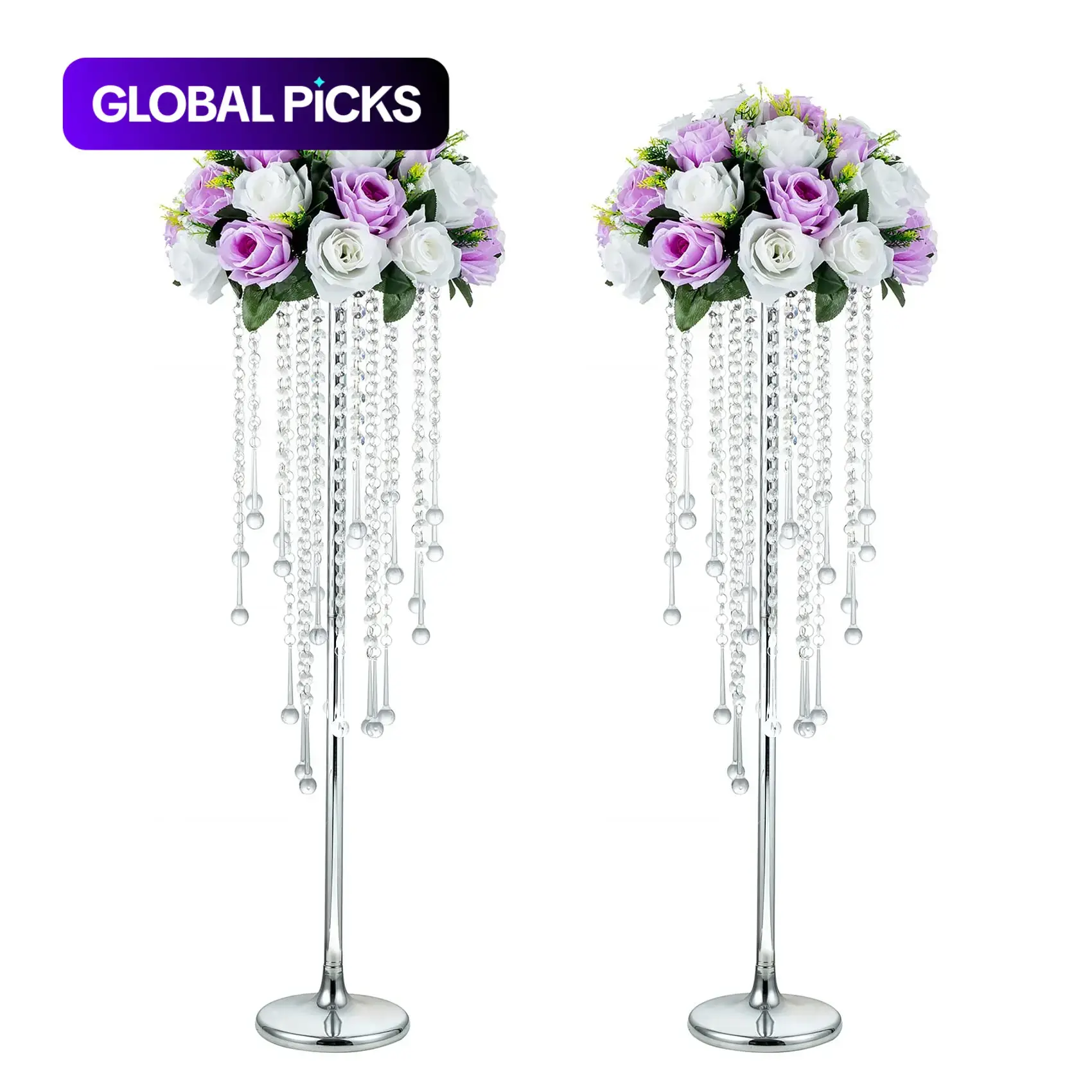 Artificial Flower Crystal Stand, 2 Counts/set Metal Flower Stand, Desktop Flower Arrangement Holder, Table Centerpiece, Decorative Centerpiece, Centerpiece for Wedding Party Decoration, floral display ornaments, Ornaments #GLOBAL PICKS