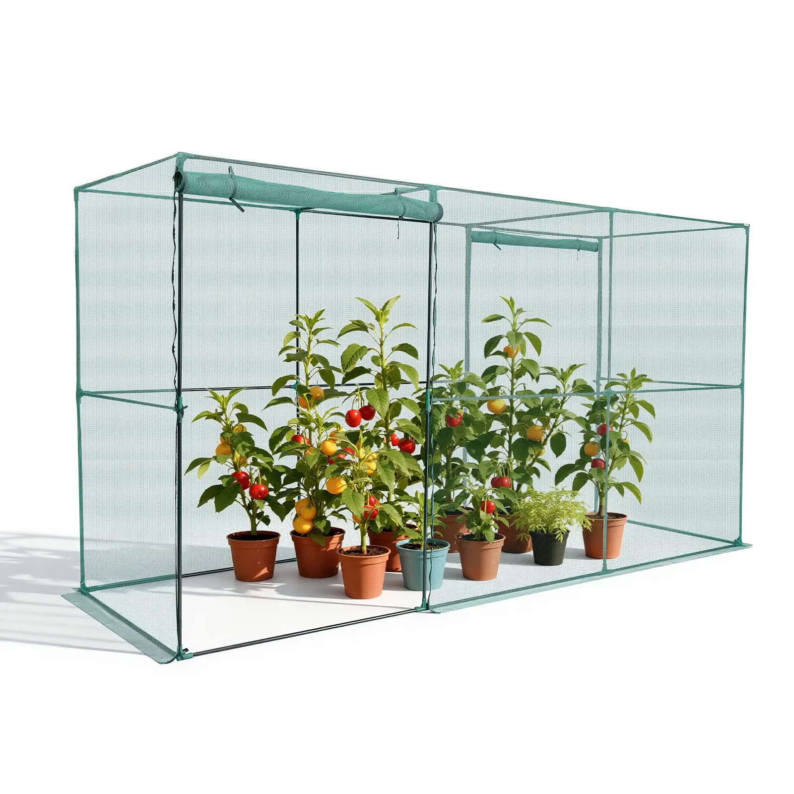VEVOR Crop Cage, 11.6x3.9x6.3 ft (140.16x47.24x76.38 in/3560x1200x1940 mm) Polyester Net Tent, 20.94 lbs Breathable Wind-Resistant Tall Cover with Zippered Door, Easy-Install Outdoor Beds Accessory for Garden Patio Lawn