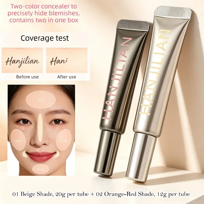 Multi-Effect Color Changing Concealer, Concealer Coverage, Precisely Covers Dark Circles, Redness and Acne Marks, Creates Natural Three-Dimensional Base Makeup for Muted Brown Makeup & Plain Water Makeup Looks