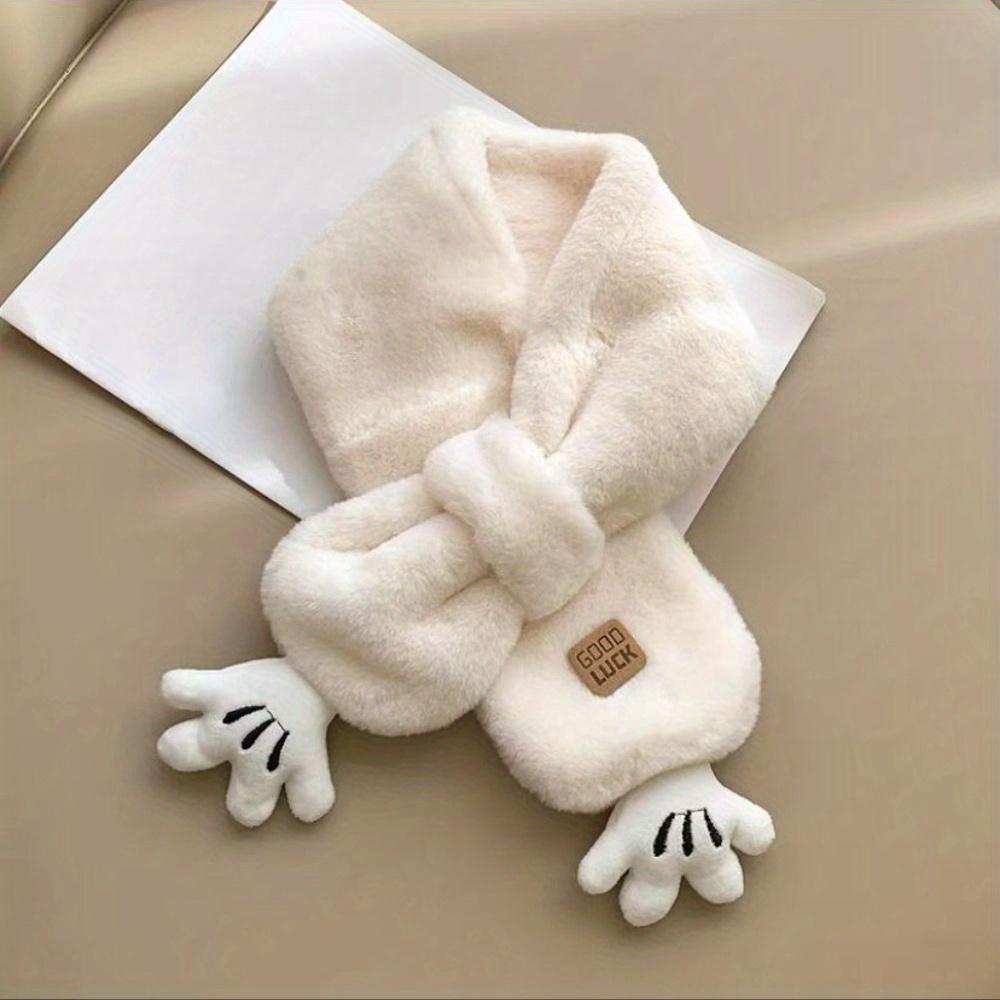 1pc & Winter Scarf - Soft Breathable Cross Scarf with White Paw Print & Bone-like Button-like Closure, Grey/Beige/Pink Color Options (No-Slip for), Minimalist Unisex Neck Warmer for Cold Weather Accessories