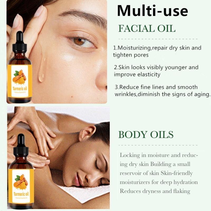 Turmeric Facial & Body Care Set, 3 Counts Turmeric Soap Bar & 1 Count Turmeric Essential Oil & 1 Count Soap Bag, Moisturizing Hyaluronic Skin Care Set for Women & Men