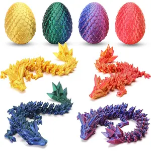4PCS 3D Printed Dragon Eggs with Dragon Inside, Prefilled Easter Eggs with Toys, Easter Basket Stuffers, Easter Gifts for Kids Teens Boys Girls