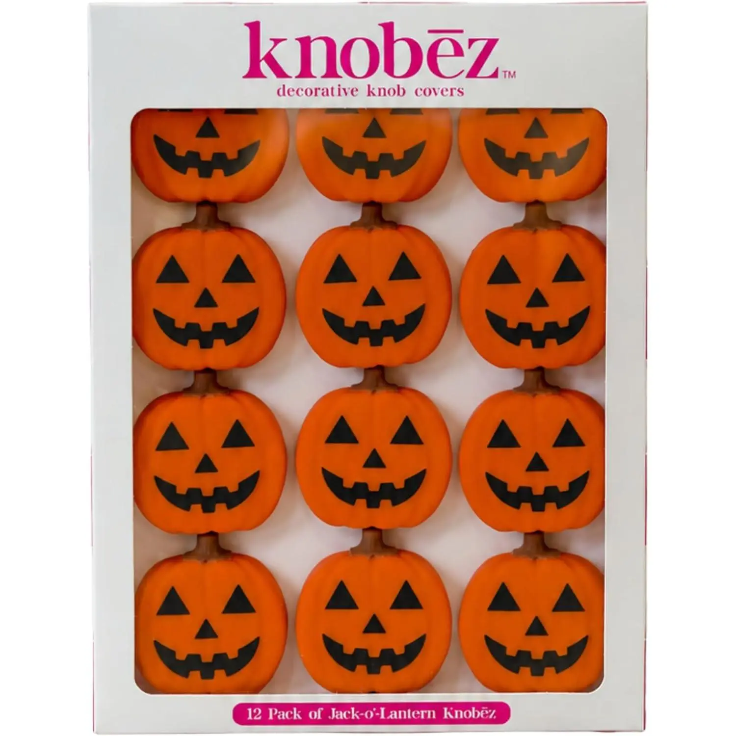 Decorative Knob Covers - Jack o Lantern - 12pk - Stretch Over Hardware Decorations, Cozy Seasonal Autumn Colors for Kitchen Bathroom Dressers Home