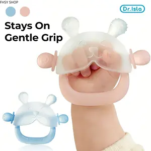 Bunny Teether Mitten with Nano Anti-Dust Tech, Wearable Anti-Falling Wristband for Safe Self-Soothing, Soft Food-Grade Silicone BPA-Free Teething Toy 3-18 Months for Summer Travel