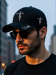 Unisex Cross Faith Print Baseball Hat, Adjustable Sporty Streetwear Cap, Casual Daily Wear & Gift, All-Season Loose Fit