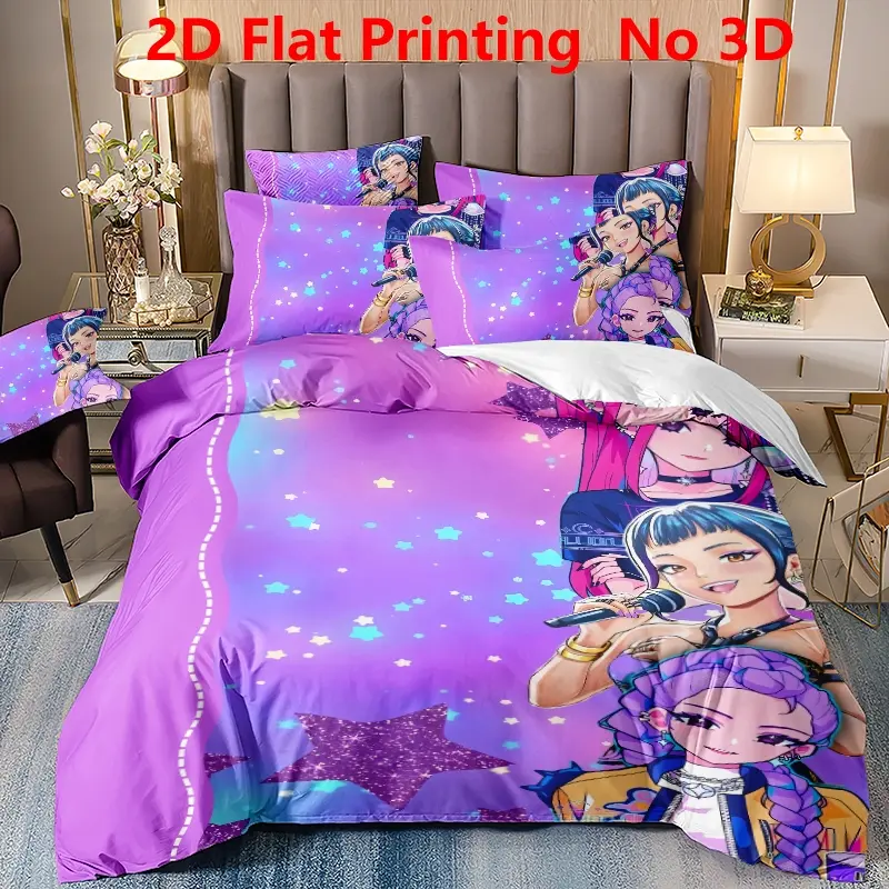 3pcs set 1 duvet cover 2 pillowcases without core ultra-soft breathable anime idol Cute Bedding bedroom decor dorm essential family gift home textile