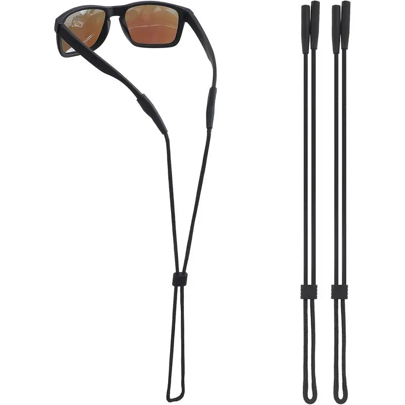Eye Glasses Holder Strap - Sunglasses Straps Cords for Men Women Kids - Eyeglass Holders Around Neck - Eyewear String Lanyard Retainer - 2 PCS(Black
