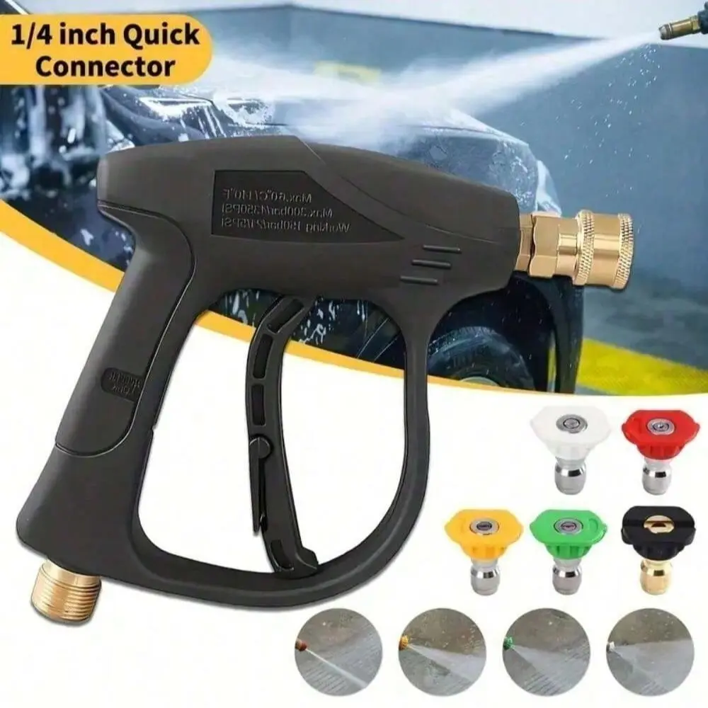 Professional High Pressure Washer Gun, 3000 Psi, 5 Colors, Quick Connect 1/4 Inch Nozzle, M22-14 Hose Connector, Car Wash, Gardening, Heavy Cleaning, Car Wash Sprayer