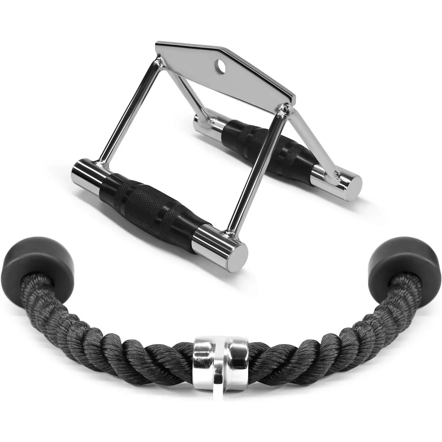 Cable Machine Attachment Set with Row Handles, Tricep Rope, Straight Bar, V Bar, LAT Pulldown Accessories, 880 lb Load Capacity for Home Gym WorkoutsGift