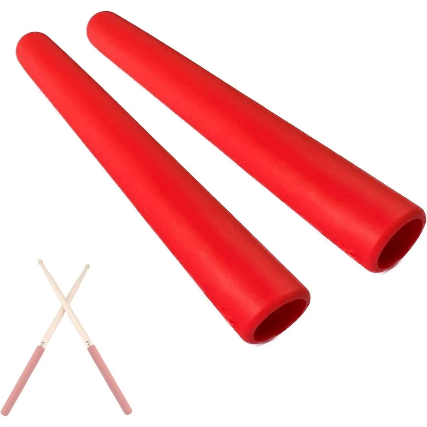 2-Pack Rubber Drumstick Grips Non-Slip Handle Wrap Percussion | 2-pack rubber drum stick grips, non-slip wrap, comfortable handle, fits drum kits percussion drumming