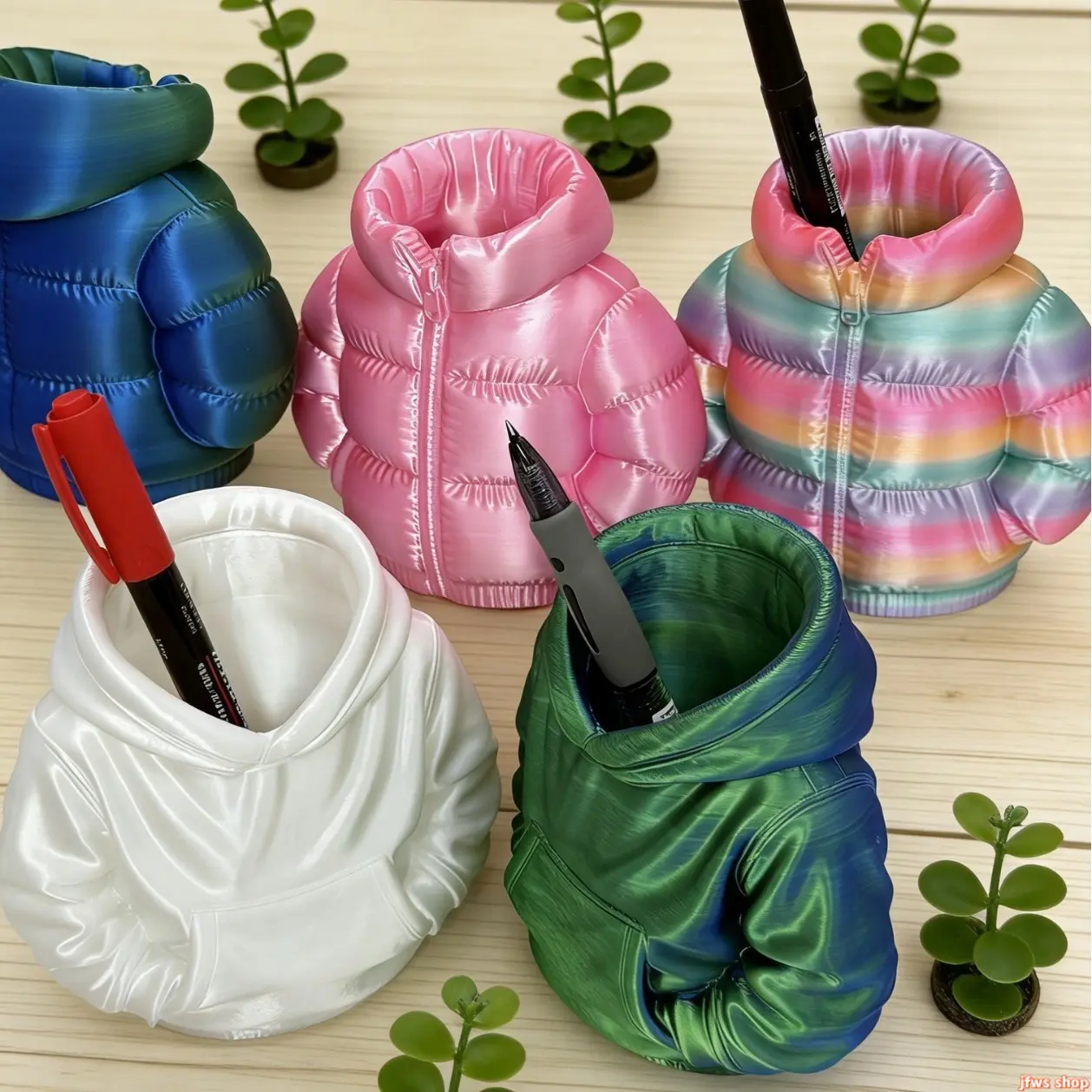 2026 New 3D Printed Puffy Shape Jacket Look Pen Holder Organizer, Colorful Multiple Colors Design, Lightweight Durable Light Luxury US Design Desk Decor Home Gift (DIY Bag Accessory)