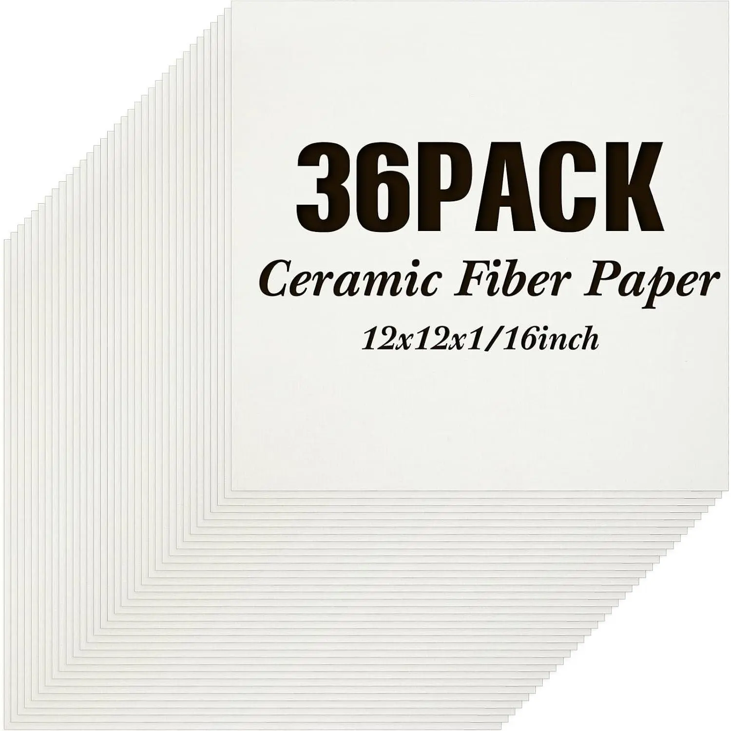 36 Pcs Ceramic Fiber Paper Insulation Gasket or Liner for Kiln White High Temperature Kiln Paper Microwave Ceramic Paper for Stove Fireplace Glass Fusing (12 x 12 x 1/16 Inch)