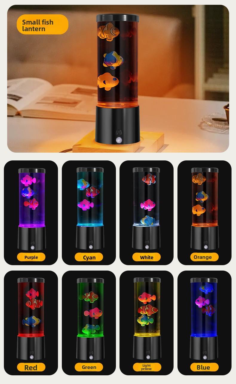 Aquarium Light Jellyfish Small Fish Volcano 3 Options RGB LED Remote Control Fish Tank Decorator Night Light Aquarium Decoration Pet Gift