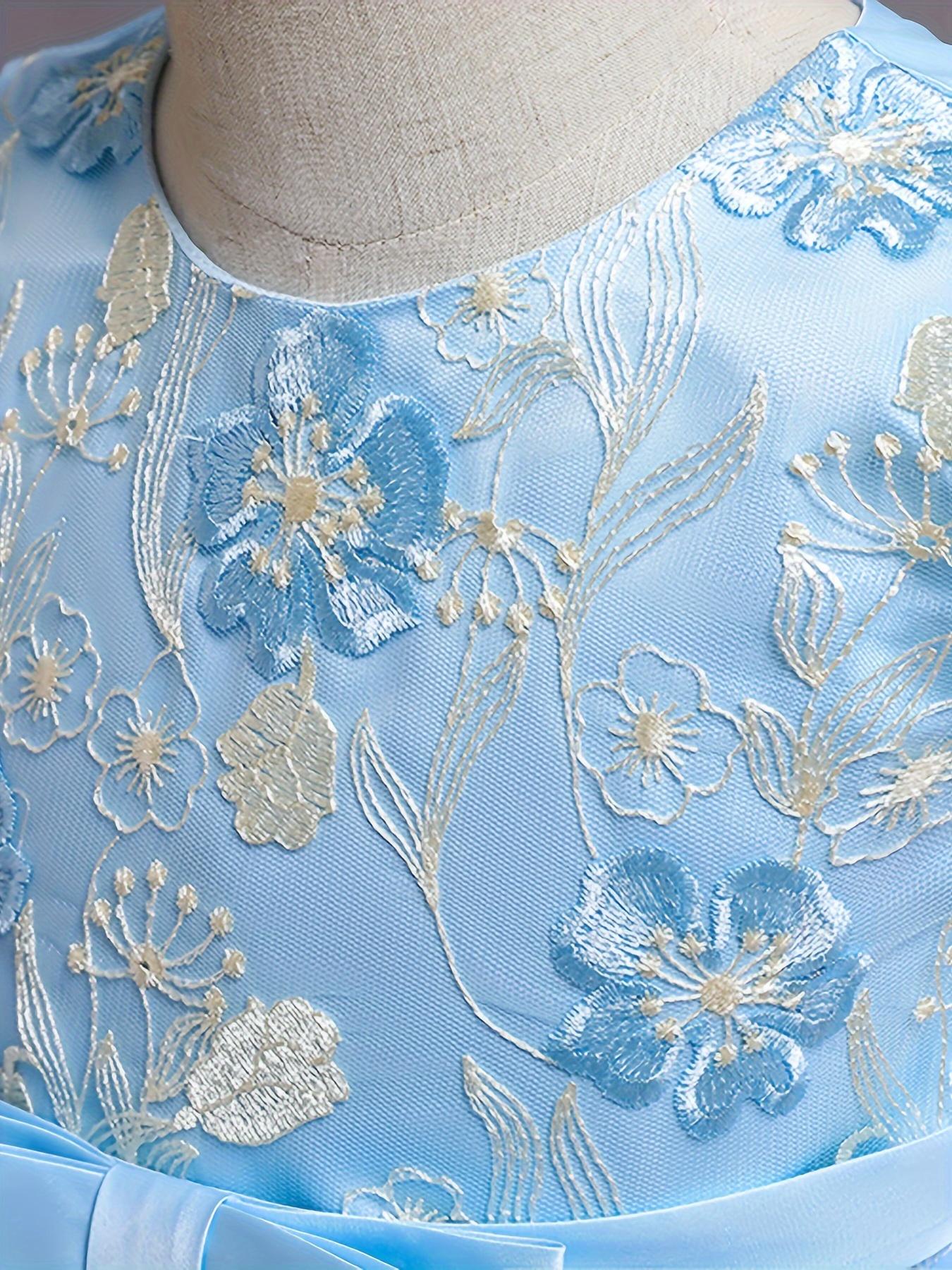 Formal Occasions Girls Mesh Embroidered Puffy A-line Princess Dress Birthday Evening Party Wedding Flower Girls Party Dress Gifts  Gifts