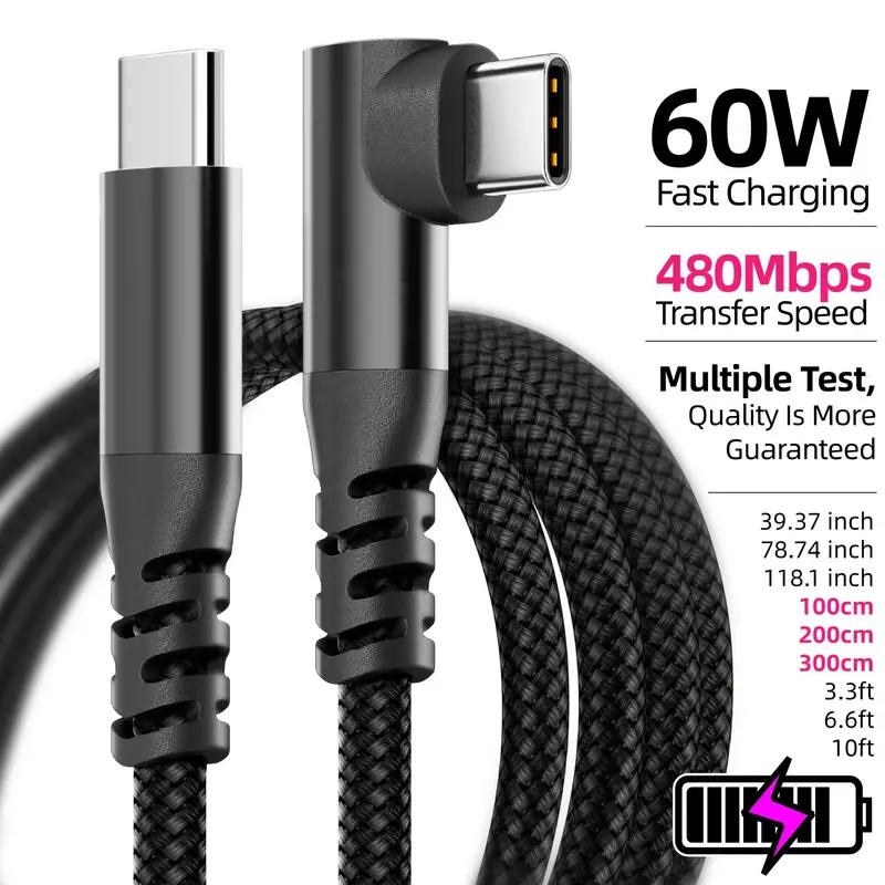 PC USB C Cable 1M 2M 3M 10FT USB C Data Transfer 60W PD Fast Charging Cable for ios 15 15/ Plus 15Pro / Max