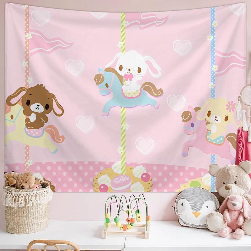 Cartoon Carousel Pattern Tapestry, Cute Animal Pattern Wall Hanging Tapestry, Wall Decor for Home Living Room Bedroom Dormitory Decoration Items Decorating Cartoon Carousel Pattern Tapestry, Cute Animal Pattern Wall Hanging Tapestry, Wall Decor for Home Living Room Bedroom Dormitory Decoration Items Decorating