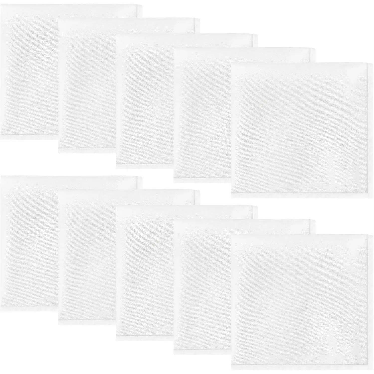 10 Pack White Polyester Satin Pocket Squares for Men - 8.6 Inch Handkerchiefs for Weddings, Tuxedos, Formal Events, Bulk PackGift