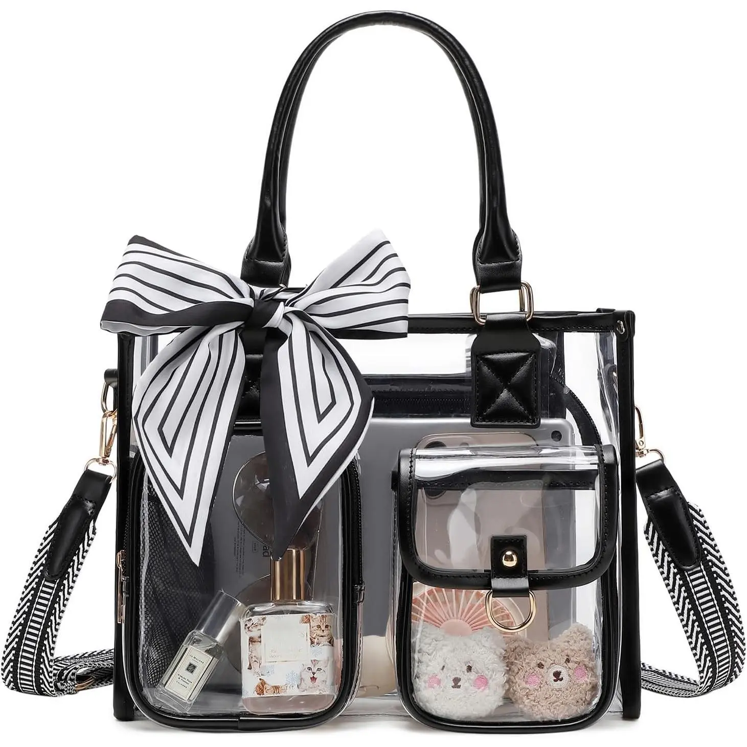12x12x6 Clear Tote Bag - Thick PVC Transparent Bag for Stadium Events, Concerts, Sports, Work & BeachGift