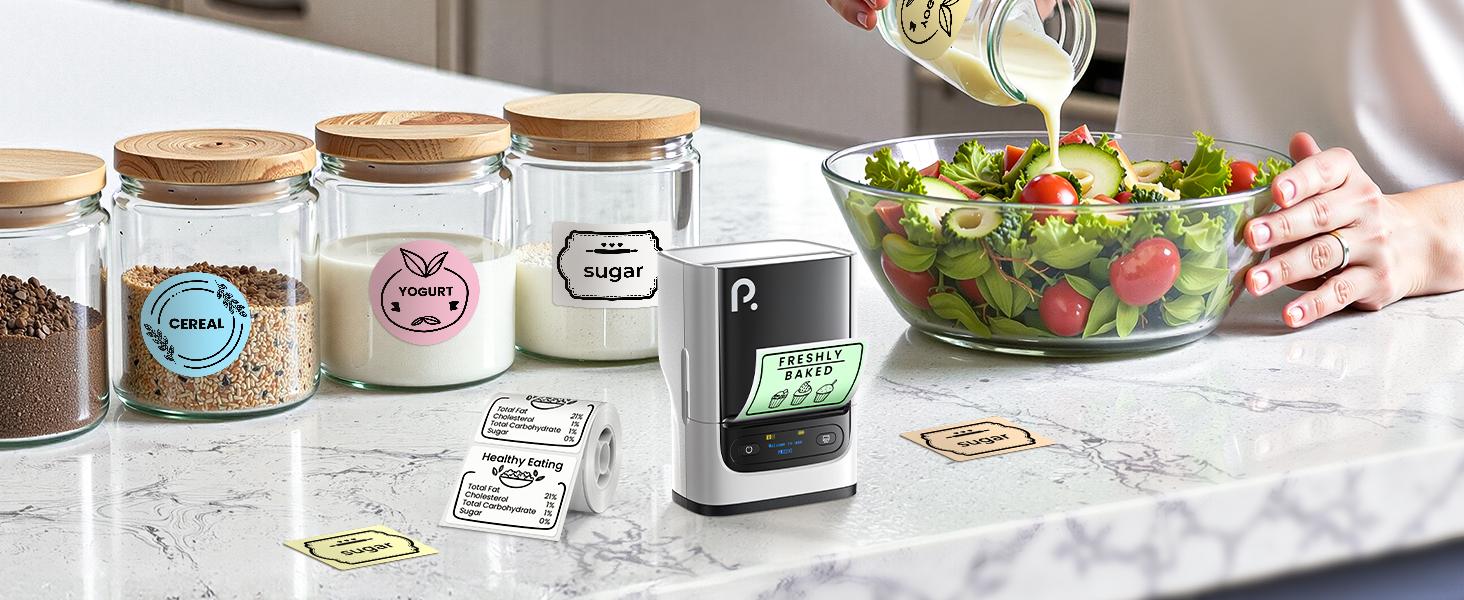 Label Maker Machine For Tape, 2 Inch Bluetooth Thermal Label Printer, Portable Sticker Printer For School, Office, Home, Business, Label Maker For 2'' x1.18'' Labels, White