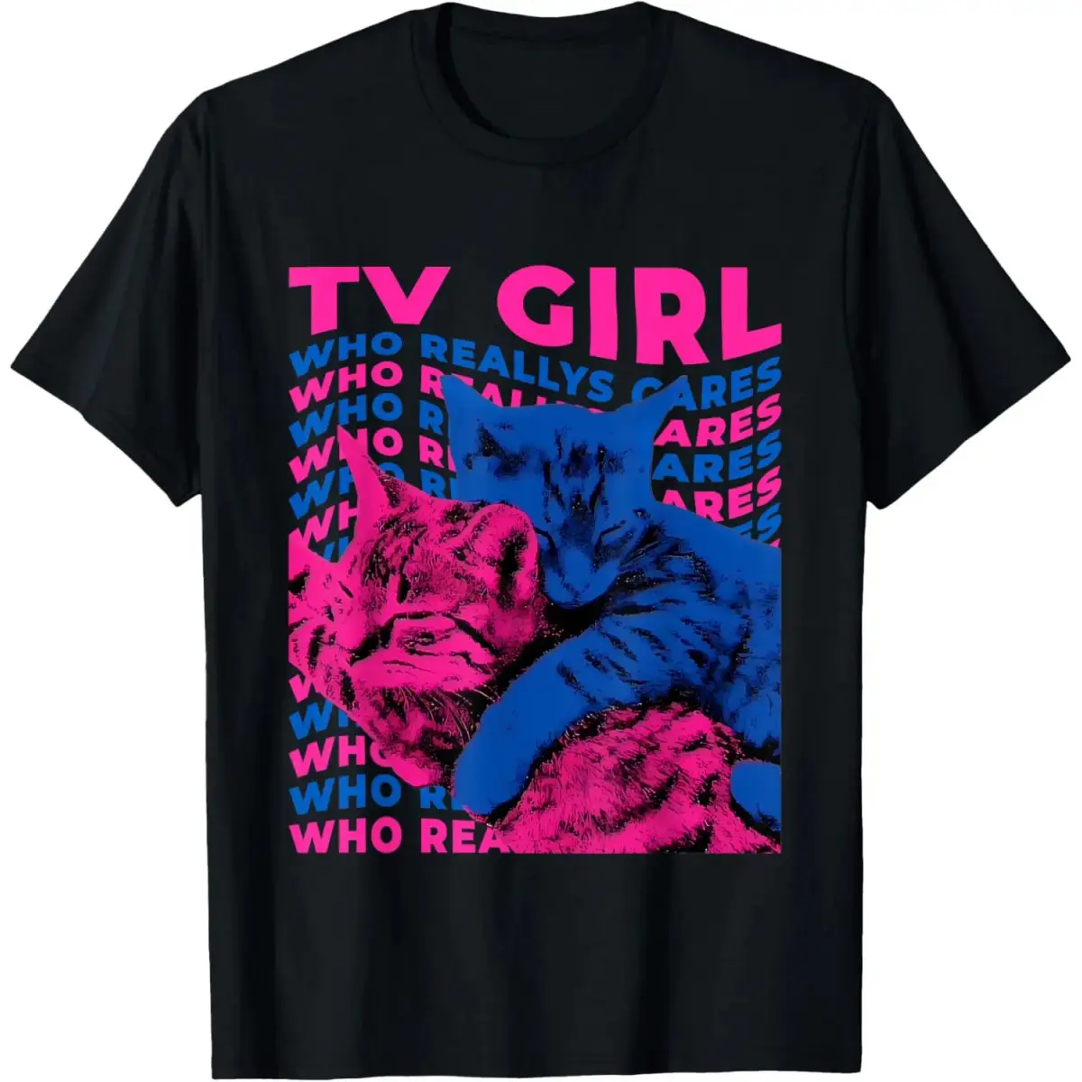 Lady's Vintage Style Cotton Short-Sleeve TV Girl Album T-Shirt, Featuring "French Exit" and "Who Really Cares" Designs, Everyday Sports Top for Casual Wear