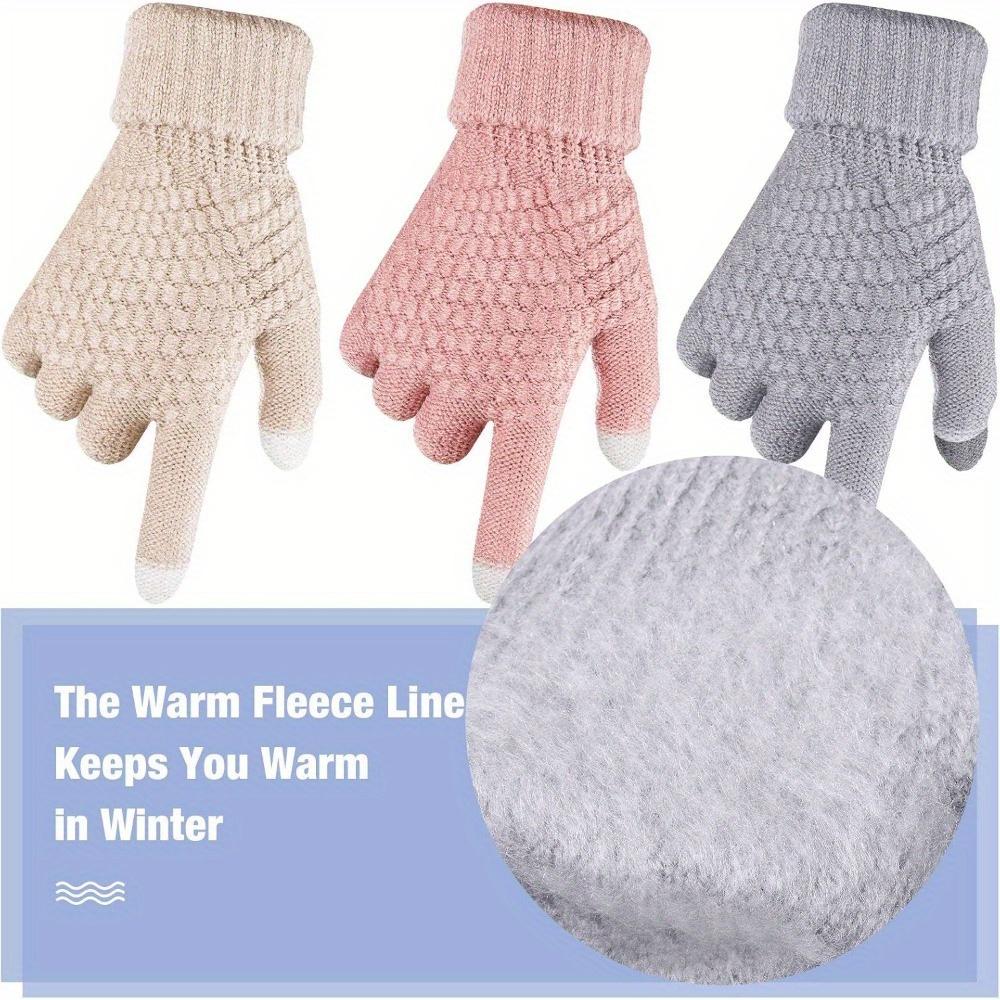 4 Pairs Women's Thermal Fleece Lined Gloves Cold Warm Winter Touch Screen Gloves Winter Warm Gloves Korean Style Gloves Velvet Thickened Cycling Gloves Elastic Cuffs Suitable for Skiing, Going Out, Outdoor SpringStatements