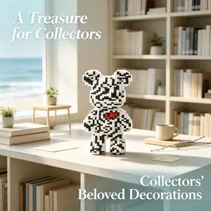 Heart Pattern Lucky Bear 3D Puzzle Block, Interlocking Puzzle, Creative Decoration, Holiday Gift, Party Decor, DIY Craft, Lightweight Statue, Collectible Ornament