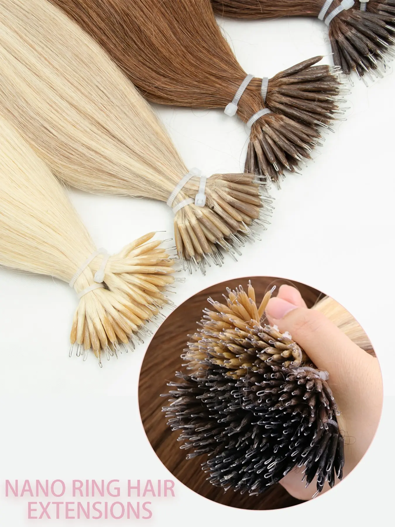 Nano Ring Real Remy Human Hair 12-22 Inch Invisible Seamless Micro Beads Hairpieces Natural Straight Pre-Bonded Links For Women Wedding Festival Cosplay Glueless Damage-Free Professional Salon Gift Goth Self Care Real Hair Extensions