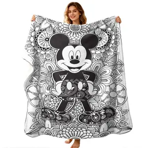 Creative Hand-Drawn Blanket, Digital Print Flannel, Modern Style, Holiday Gift, Wall Hanging, Sofa Bed Cover, Outdoor Travel Blanket