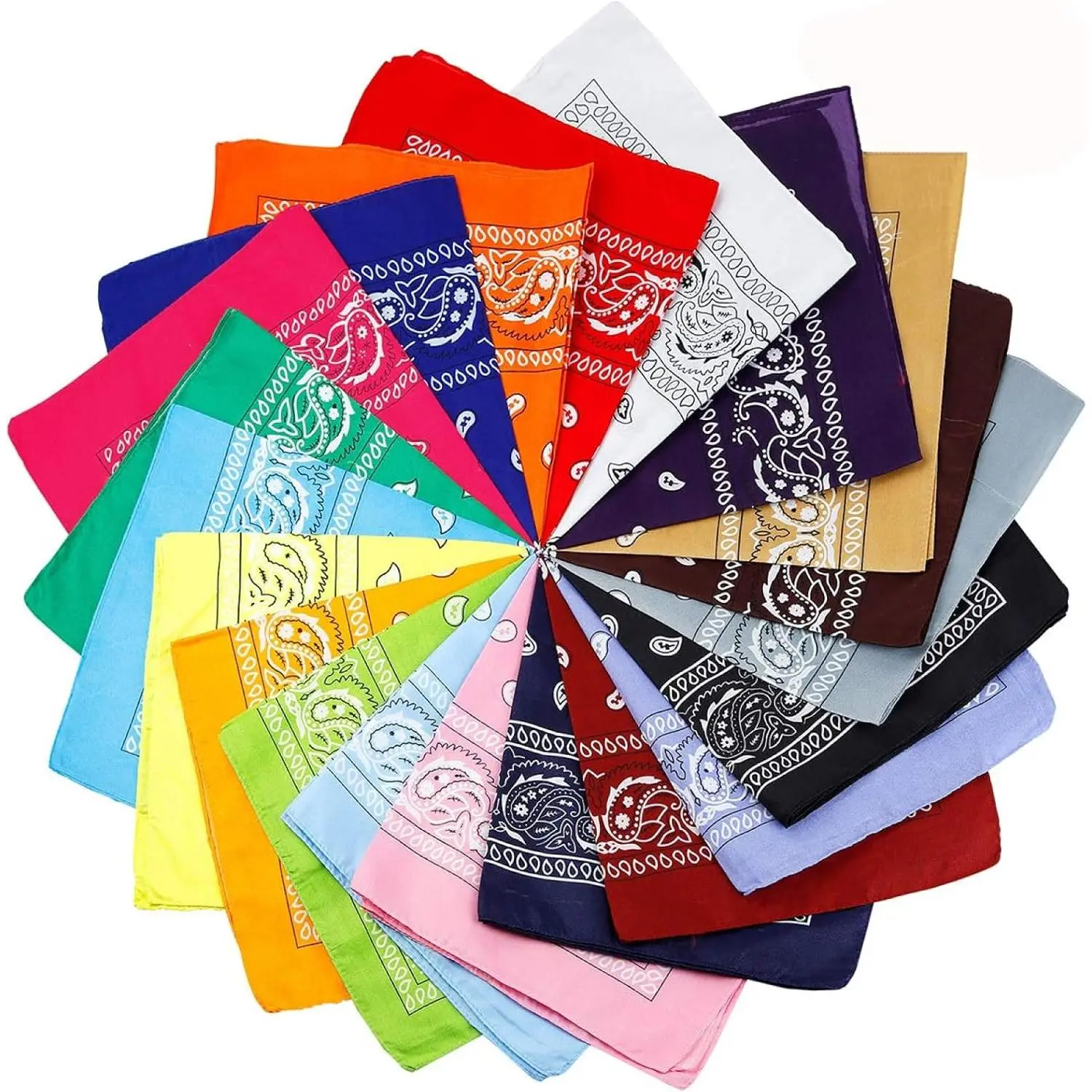 20 Pack Paisley Bandanas, Cowboy Style Head Scarf, Handkerchief & Sporty Face Covers for Women Men, 22x22 in, Sporty Face Covers & Mask
