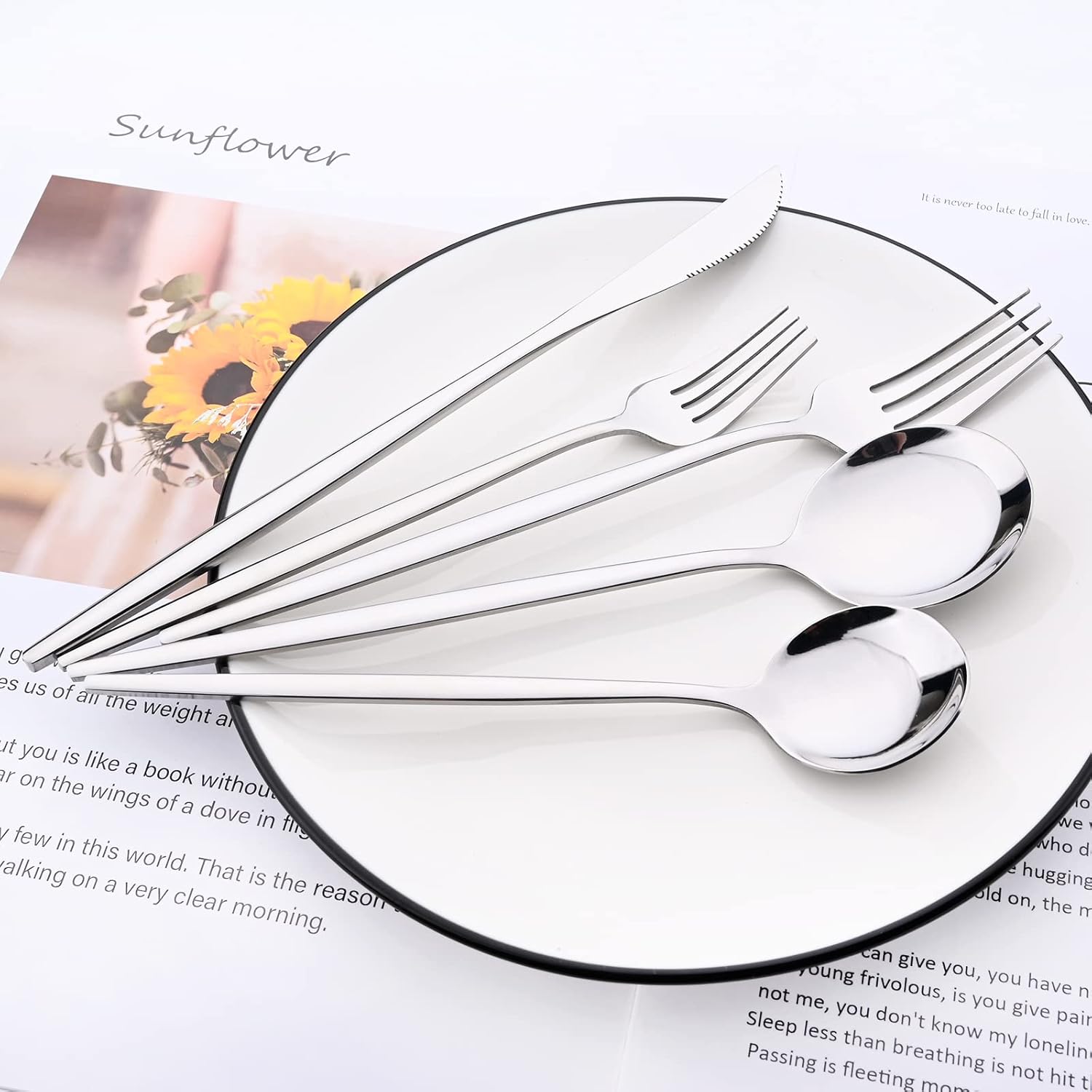 Stainless Steel Cutlery Set, 30pcs/set Including Knife, Fork & Spoon, Dishwasher Safe Tableware Set for Home Kitchen Dining Room