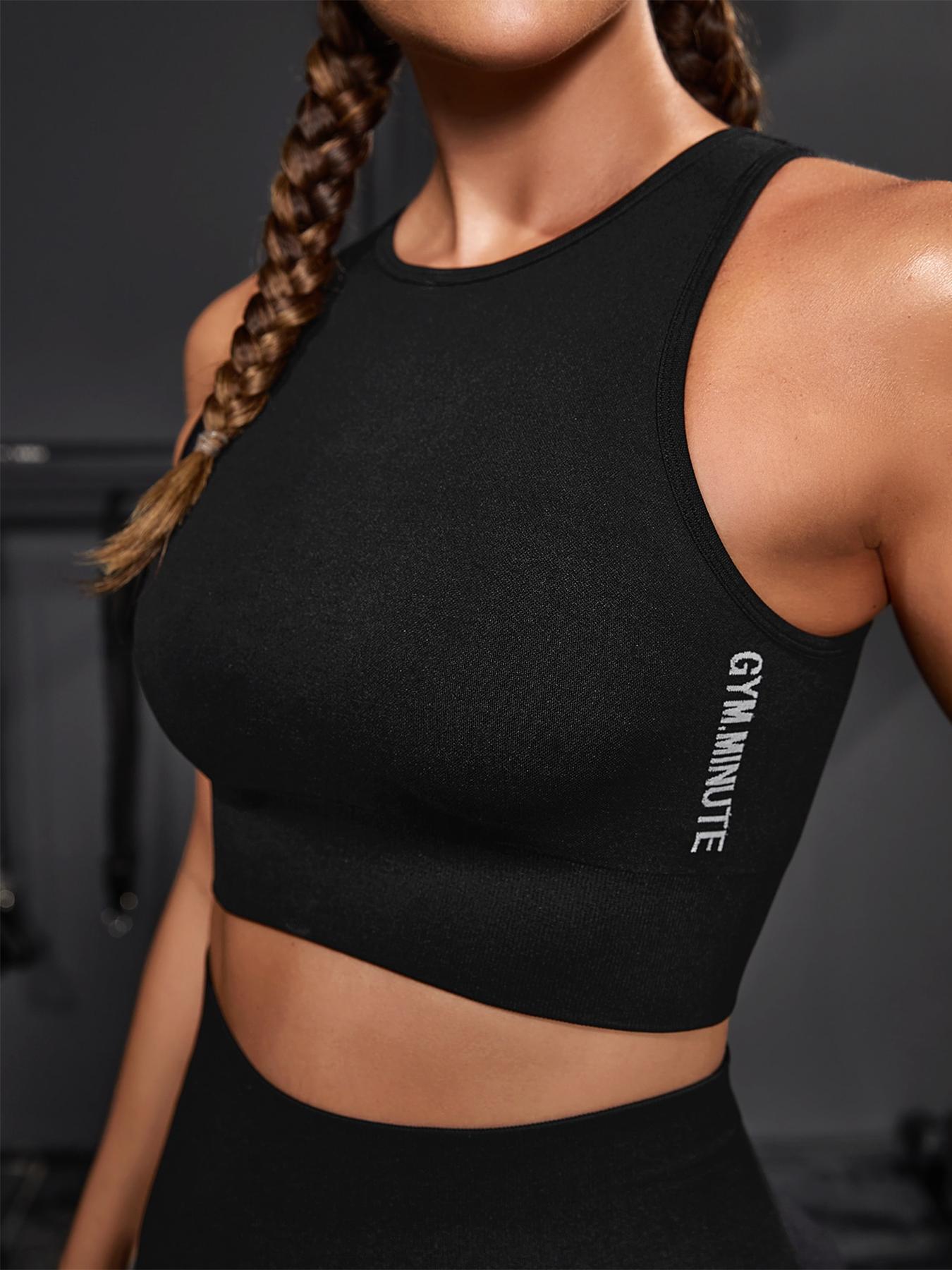 Women's Solid Color Crop Sports Tank Top, Breathable Moisture Wicking Quick Drying Sports Top, Ladies Sportswear for Indoor Outdoor Wear, Gym Performance Top