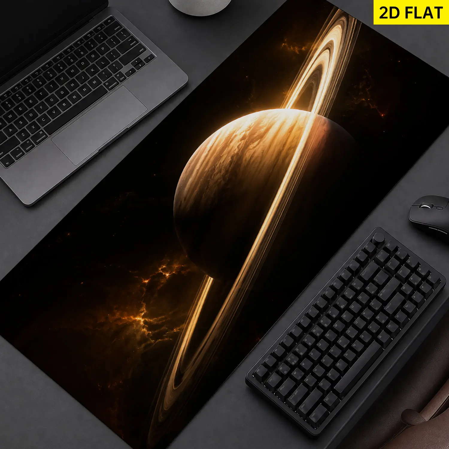 Extra Large Saturn planet space universe design Mouse Pad,Non Slip Rubber Pad,Desktop Decoration Drotection Pad,Washable,Lock Edge Multi Size,Premium Multipurpose Mousepad For Office,Home,Gift for Family and Friends