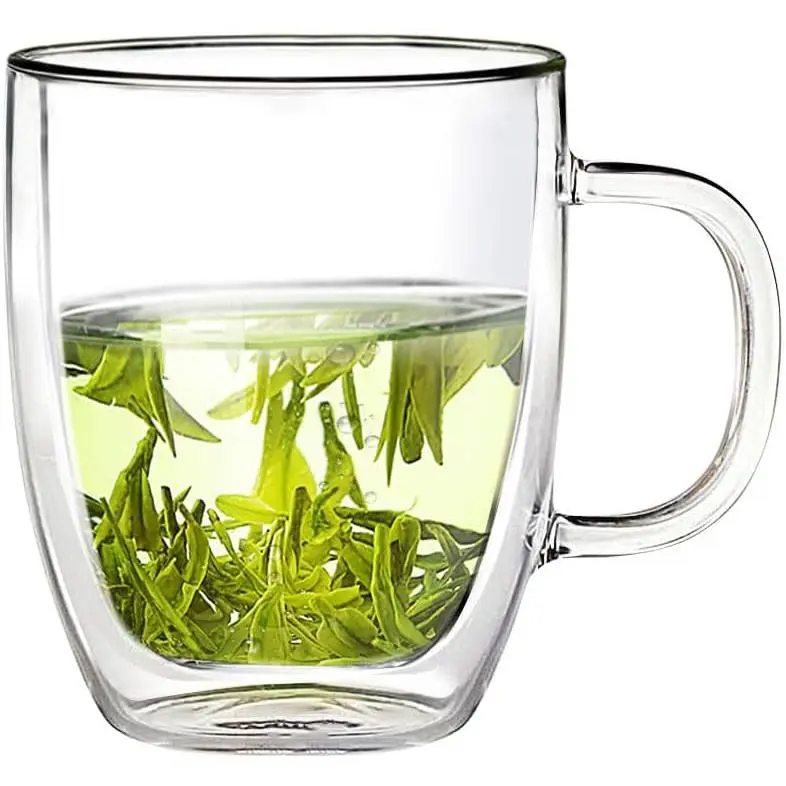 350ml/12.5oz Insulating Teacup Double Layer Glass Mug Heat Resistant Cup for Infusing Coffee, Milk, , etc