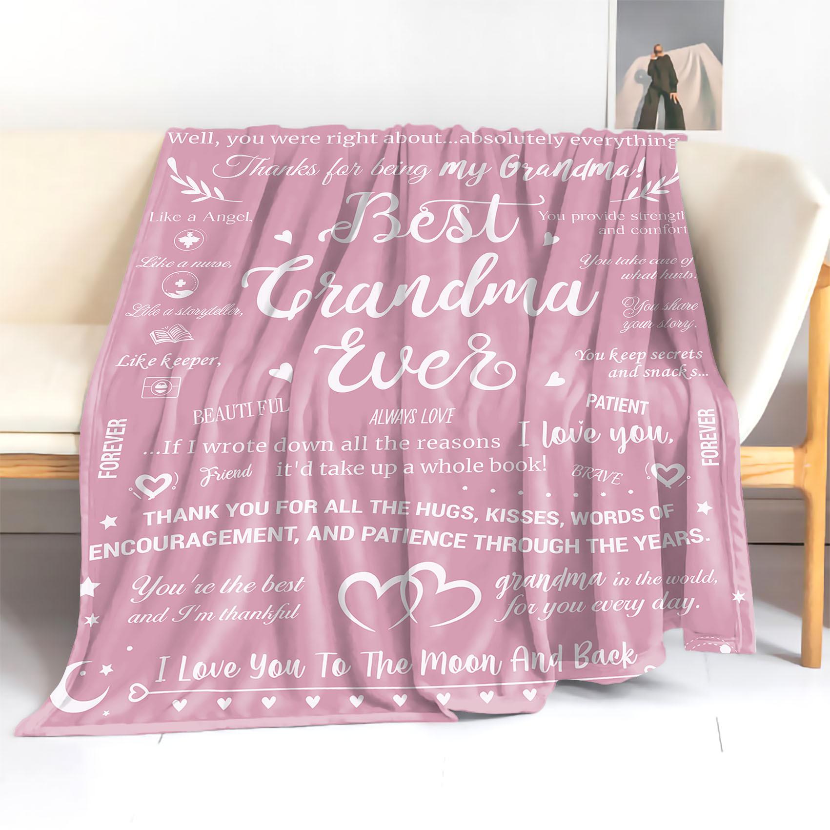 Text Element 1pc Gifts for Grandma from Grandchildren - Blanket, Birthday Nan, Presents Nana Nanny on Valentine'S Mother'S Day Christmas Fluffy Blankets, Soft And Comfortable Throw Blanket for Bed Or Office