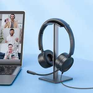 New Bee PC Headset with Microphone, USB/3.5mm Business Earphones, Noise Cancellation, Clear Stereo Sound, Ideal for Call Centers, Office, Skype, Online Classes