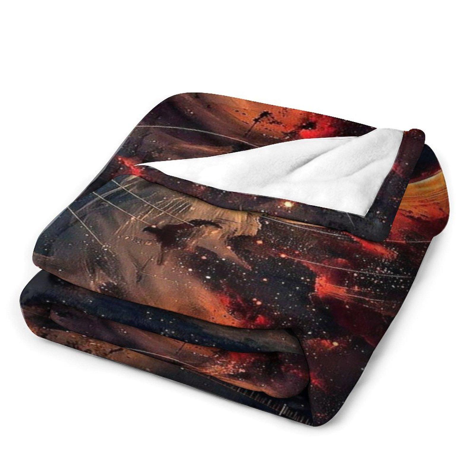 Solar Eclipse Galaxy Nebula Throw Blanket, Stunning Black Hole Space Cosmic Print Soft Flannel Fleece Blanket for Sofa Bed