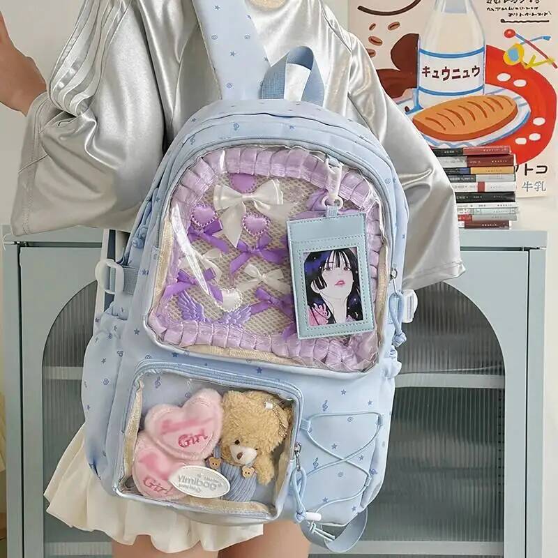New Y2K Cute Ita Backpack Large Capacity Commute Rucksack Girl Transparent DIY Display Knapsack Outdoor Fashion Travel Schoolbag