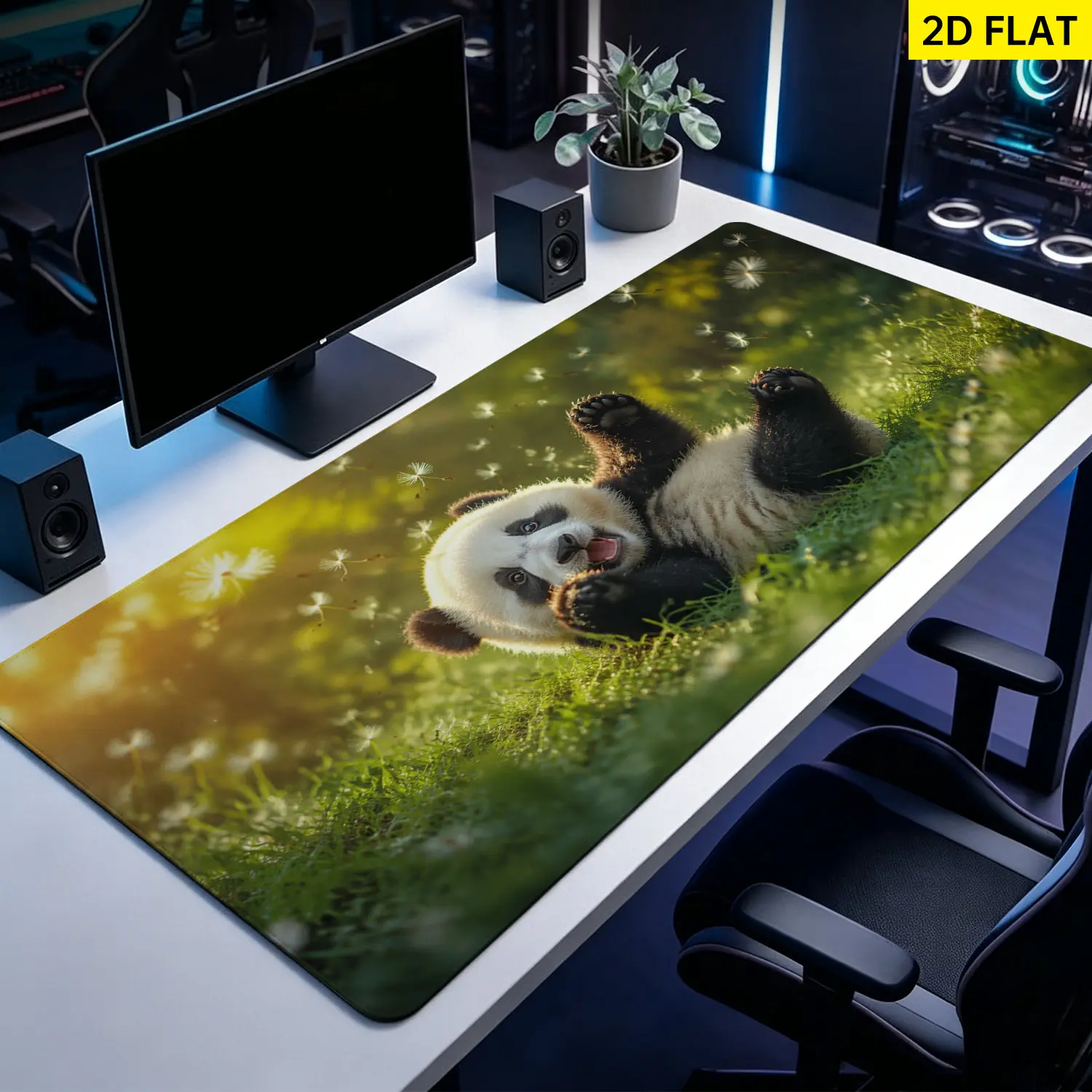 Extra Large cute panda in nature Mouse Pad, Non Slip Rubber Pad, Desktop Decoration Drotection Pad, Washable, Lock Edge Multi Size, Premium Multipurpose Mousepad For Home, Office, Gift for Family and Friends