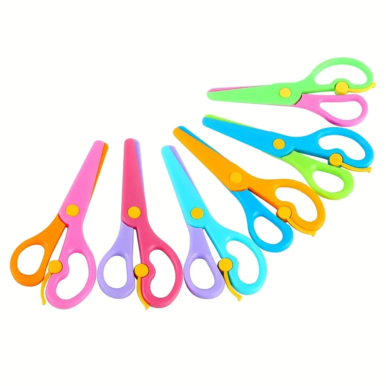 6pcs Full Plastic Safety Scissors for Kids, Handmade Paper Cutting, Elastic Scissors, Non-Injury, Kindergarten DIY Small Scissors, Craft Cutting Tool