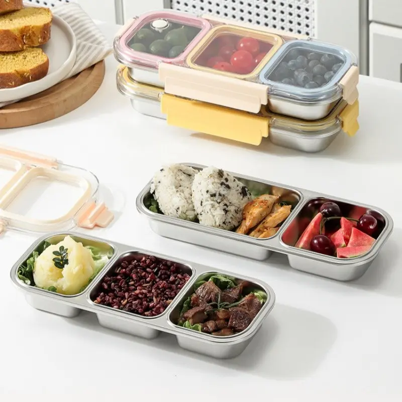 316 Stainless Steel Bento Lunch Box 700ML, 2 Compartment Leakproof Food Storage Container, Portable Meal Prep Box with Lid